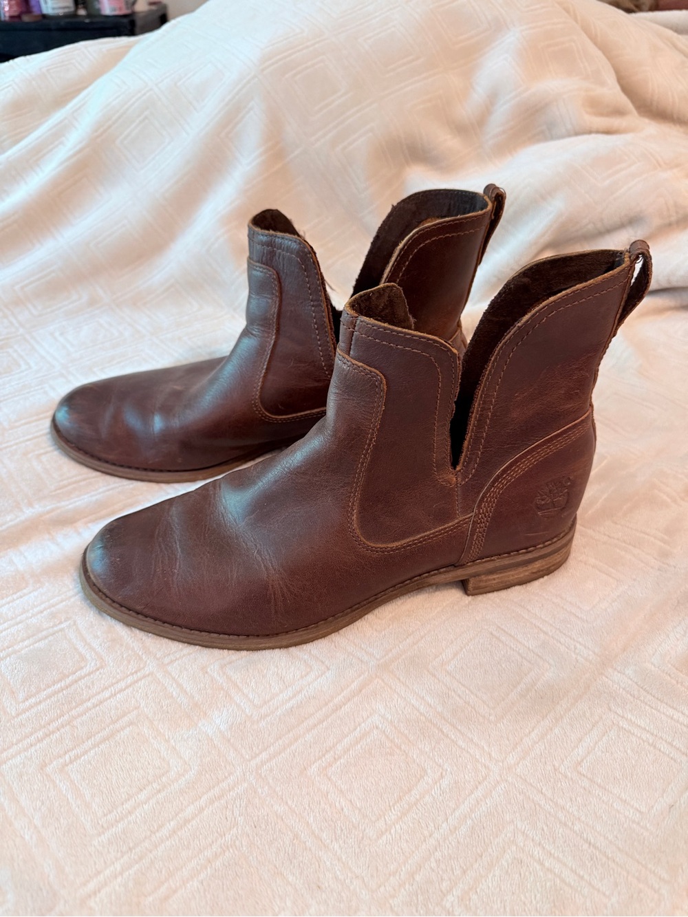 Timberland Women's rustic Chelsea dark brown leather boots ankle booties sz 9.5